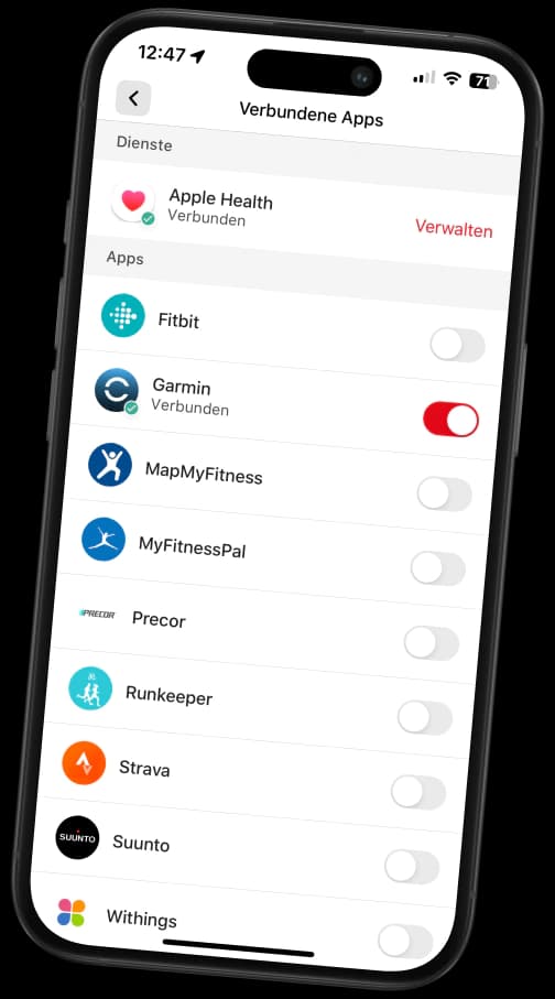 Verknüpfung zu anderen Fitness-Apps
